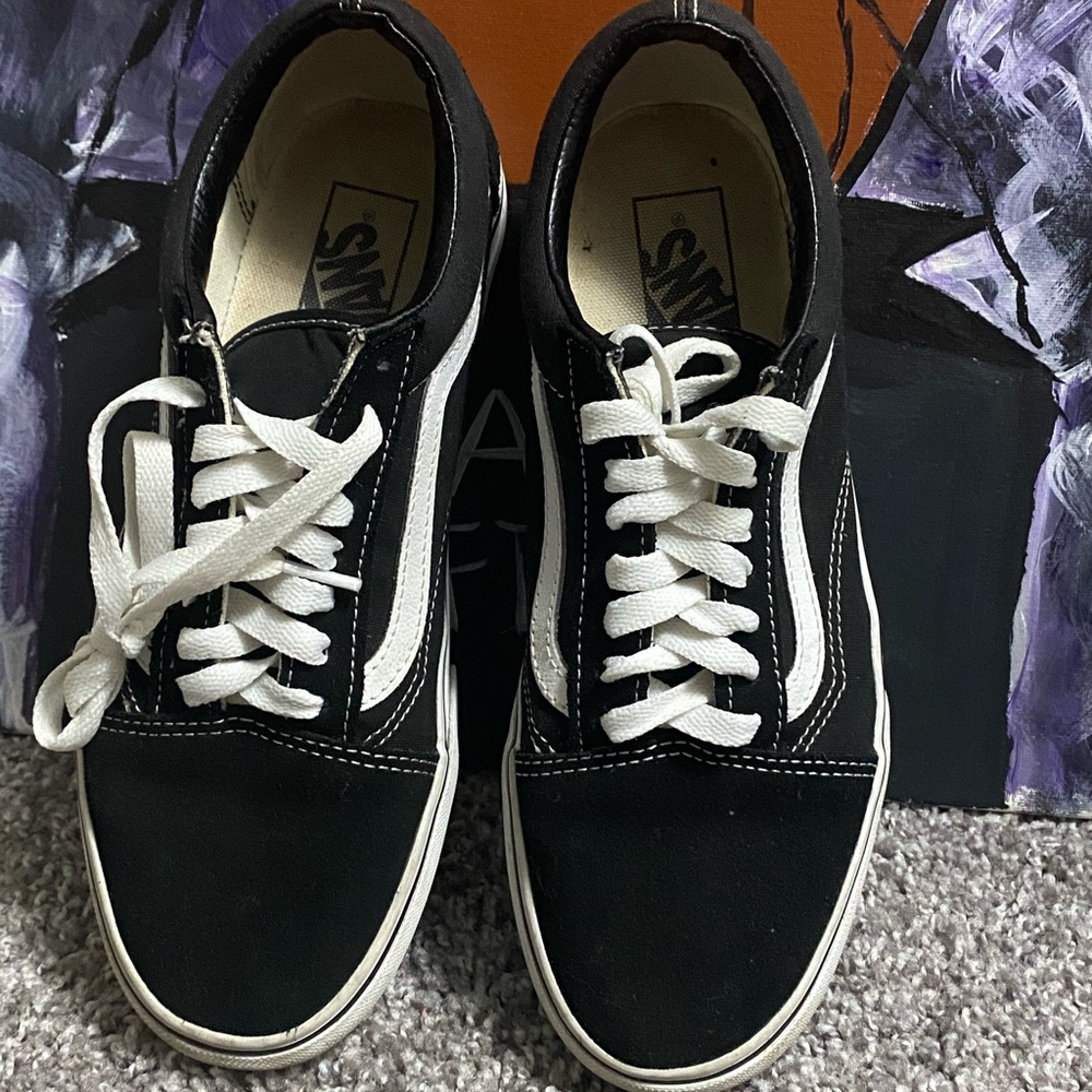 Black Platform Vans Wm 8.5